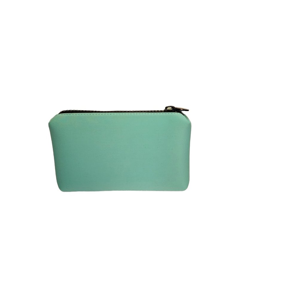 Balmain Paris Cosmetic Bag Turquoise Blue Neoprene Padded Logo Zipper New - Picture 8 of 13